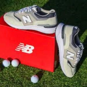 New Balance 997 Golf Shoes Waterproof Spikeless Grey Navy NBG997SGNV